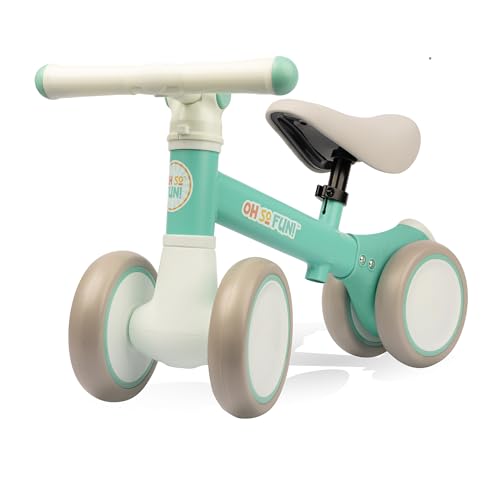 MindWare Balance Bike 1+ Year Old Baby First Bicycle for Toddlers 1-2 First Birthday Gift Ideas Interactive Montessori Ride On Toy - Oh So Fun Teal