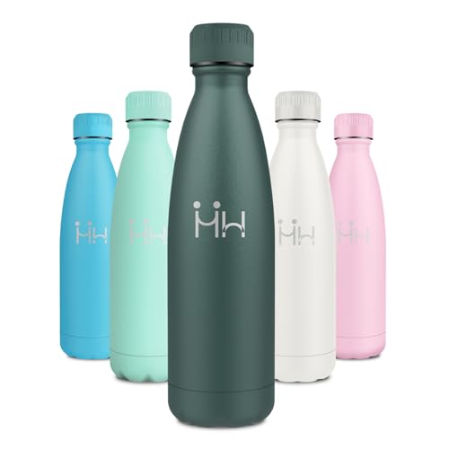 Botella Termica 500ml, Reutilizable, Cantimplora Acero Inoxidable con Doble Pared, Botella de Agua sin BPA, A Prueba de Fugas, Termo Agua para Escuela, Oficina, Deporte, Senderismo, Viajes, Exterior