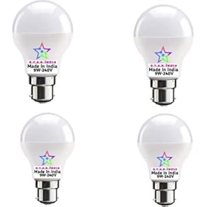 STAR INDIA B22 9-Watt LED Globe Bulb (Cool Day Light) Pack of 4
