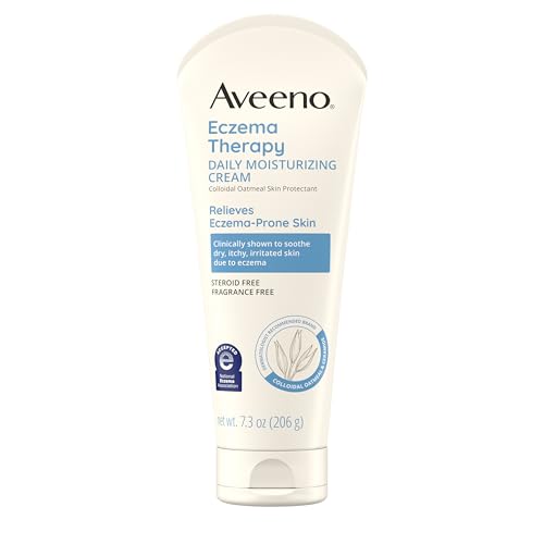 Aveeno Eczema Therapy Daily Moisturizing Body Cream for Sensitive Skin, Soothing Eczema Relief Cream, Colloidal Oatmeal & Ceramide for Dry & Itchy Skin, Steroid- & Fragrance-Free, 7.3 oz