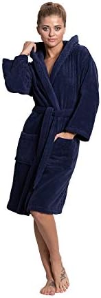 Turkuoise Women's Turkish Cotton Hooded Robe, Terry Hooded Bathrobe