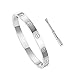 Love Bracelet Stainless Steel Cuff Bangle Titanium Steel Screws Womens Bracelet (White Gold, 16)