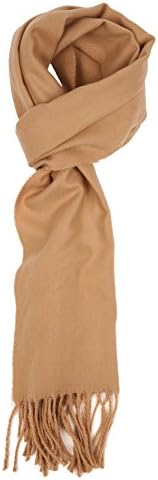 Men's Winter Solid &amp; Plaid Color Cashmere Feel Scarf in Soft Classic Style (one, Camel)