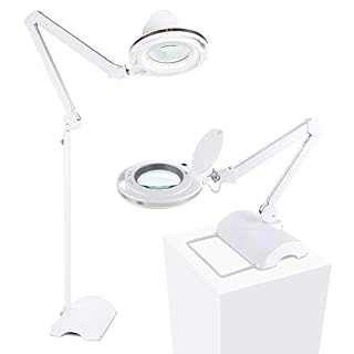 Brightech LightView Pro 2 in 1 – Bright LED Magnifying Lamp Converts from Table to Floor Lamp – Real Diopter Glass…