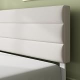 Zinus Piper Double Upholstered Bed Frame with Headboard 135 x 190 cm Off White view 4