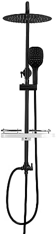 Columna Ducha sin Grifo, Set Ducha de Altura Ajustable Conjunto Ducha Acero Inoxidable con Alcachofa y Cabezal Ducha lluvia D20cm, XXL Estana Negro