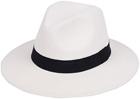 Verashome Panama Felt Hat With Wide Brim Classic for men and women's Outfits-White