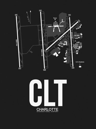 ART.COM Wall Art Print CLT Charlotte Airport Black by NaxArt, 18" x 24"