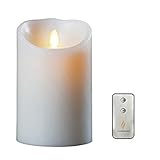 Remote Included Luminara Flameless Moving Wick Wax Candle 3.5 by 7 Inch Ivory with Timer
