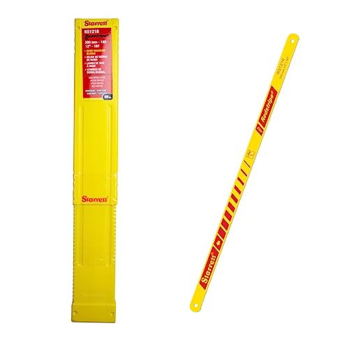 Starrett HSS Hand Hacksaw Blades - 50 Pack RS1218 Redstripe Solid High Speed Steel Straight Cut Hand Saw 300mm/12 18 TPI Cutting Edge - For Metals, Stainless Steel, Pipes