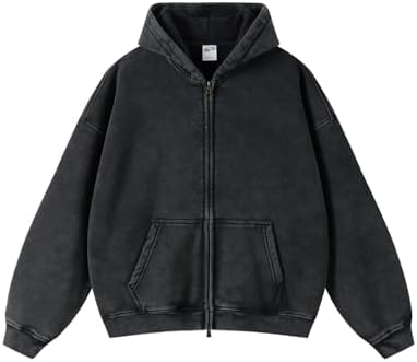 Amazon.com: Dynict Men's Zip-Up Hoodies Solid Hip-Hop Y2K Oversize