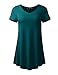 A.F.Y All For You Women's Short Sleeve V-Neck Flare Tunic Teal X-Large