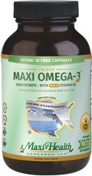 Maxi Health Triple Maxi Omega-3 Concentrate Fish Oil with Vitamin D3 2000 IU + 10 Free - 100 MaxiGe