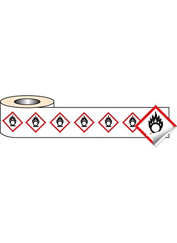 Caledonia Signs 58141 GHS Label, Oxidiser, 250 S/A, 50 mm x 50 mm