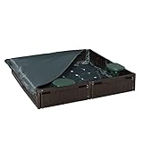 Outsunny Kids Outdoor Sandbox with Cover Garden