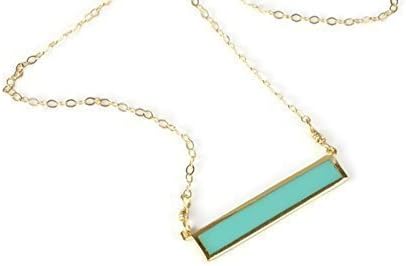 Turquoise Color Gold Bar Necklace Layered Horizontal Thin Modern Jewelry 14K Gold Filled