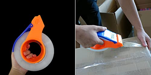 HULPPRE 2pack 180meters/Roll 2" x 196 Yards，Heavy Duty Clear Packing Tape with Dispenser, Designed for Packing, Shipping Mailing,Moving,Strong Sealing Adhesive,No Splitting or Tearing,Long Lasting