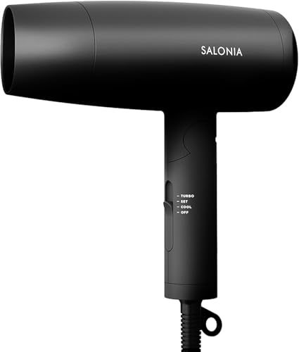 Salonia SL-013BK Speedy Ion Dryer, Black Hair Dryer, Large Airflow, Quick Drying, Lightweight, Negative Ions
