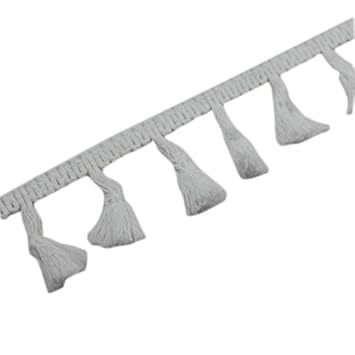 Yalulu 5 Yards Quaste Trim Bommelborte Quasten Fransen Spitzenborte Farbig Näharbeit für Kleidung DIY Fertigkeit und Dekorieren Nähen Zubehörteil (Weiß)