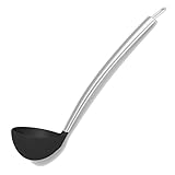 Silicone & Stainless Steel Black 4 Ounce Soup Ladle W/CoolGrip Handle & Flexedge Silicone By Cooler Kitchen (4 Oz)