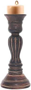 Christmas Gift for your loved Ones, Wooden Candle Stand, Candle Stick Holders, Pillar Shape with Carving Work 9 Inch Candle Holder Stand, Decorative Candle Display Stand for Home &amp; Office