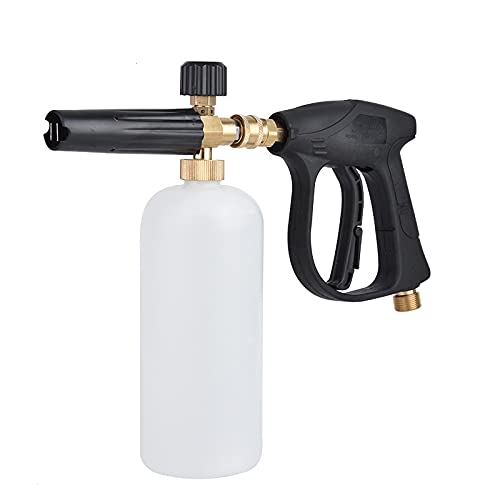 1/4" Quick Release Pressure Washer Snow Foam Cannon Lance Foam Gun, 1L Adjustable Nozzle Foam Bottle Soap Dispenser Sprayer Pressure Washer Jet Wash Gun, for Foam Courtyard Cleaning