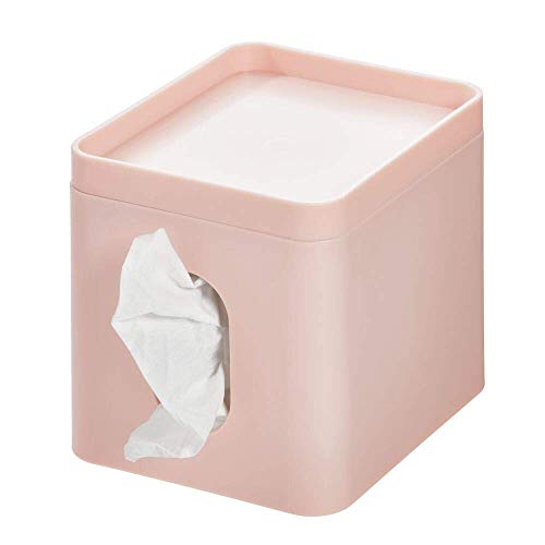 iDesign Cade Facial Tissue Cover, Boutique Box Bathroom Holder for Vanity, Countertops, Desk, Office, Dorm, Blush