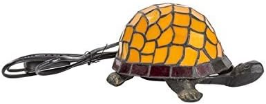 Brass Table Lamp with Glass Tiffany Turtle Abat-Jour