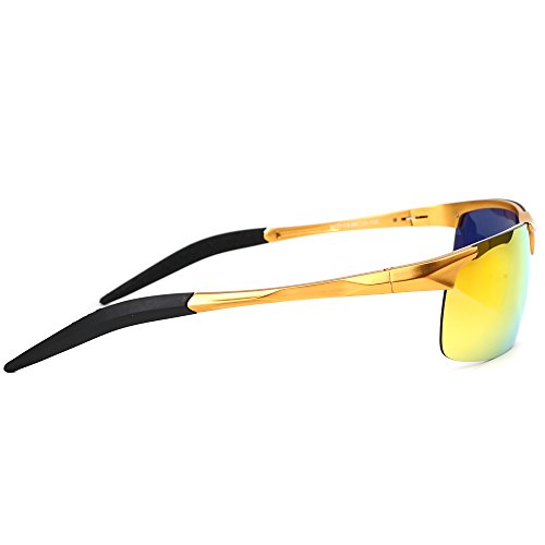 MOTELAN Men's Polarized Sunglasses for Driving Fishing Golf Metal Glasses UV400 Golden