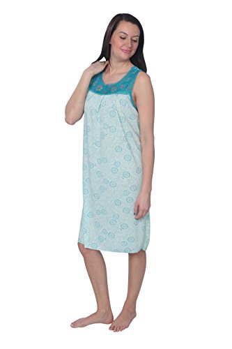 Active Club Women's Sleep Dress Sleeveless Nightgown, Mint/X-Large