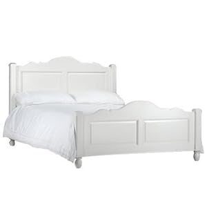 White Queen Size Wood Slats Bed Frame Platform Headboard Footboard