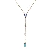 F-U Punk Sky Blue Teardrop Pendant Y necklace Long Chain Statement Necklace