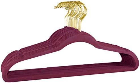 Signature Home Velvet Hangers, Amaranth/Gold