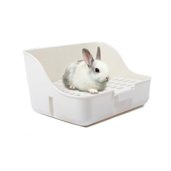 MMBOX-Rabbit-Cage-Litter-Box-Easy-to-Clean-Potty-Trainer-for-for-Small-Animalrabbitguinea-Pigferretwhite MSYU Rabbit Cage Litter Box Easy to Clean Potty Trainer for for Small Animal/rabbit/guinea Pig/ferret/(white)
