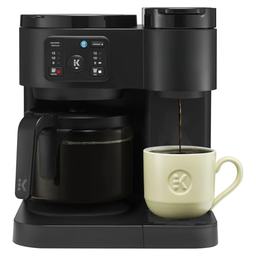 K-Duo Essentials Hot & Iced Coffee Maker Single Serve KCup Pod & 12-Cup Glass Carafe Dual Brew System 72oz Reservoir