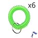 Bluecell Pack of 6 Plastic Wrist Coil Wrist band Key Ring chain for Outdoor Sport (Green)