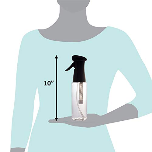 KEEN Continuous Spray Bottle, 12.2 OZ Fine Mist for Indoor/Outdoor Plant Care, Hair Styling, Skin Freshener Air Mist, Refillable Empty Water Bottle Trigger Sprayer Set, Black/Clear