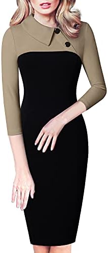 homeyee women's elegant chic bodycon formal dress b288 Berylove Women High Neck Midi White Dress Bodycon Cut Out Long Sleeve Graduation Dress, White / US8 main image 0