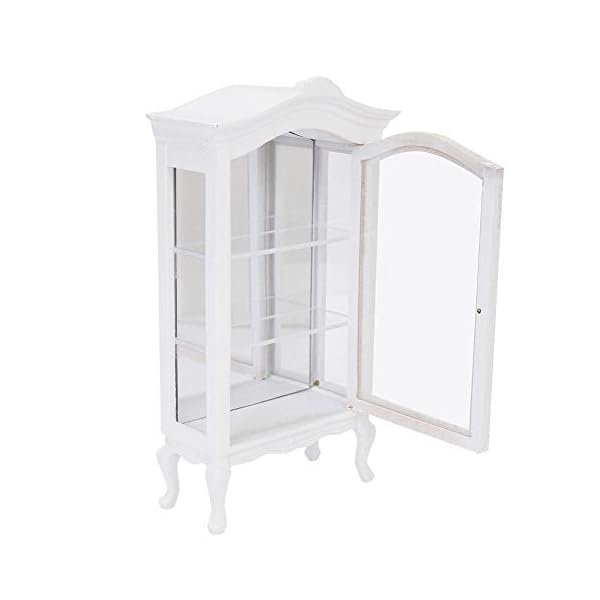 1:12 Miniatur Weiß Europäischen Stil Holz Puppenhaus Drei Schichten Transparente Fenster Dream Schrank Vitrine für Babys