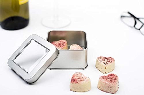 Caja de metal con ventana cuadrada con tapa, lata de metal de 7 x 7 x