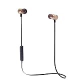 Bluetooth Headphones, Wireless Sports Headset with Microphone Magnetic and Sweatproof Earbuds Noise Cancelling and Stereo Earphones for Workout Gym Running (Gold)
