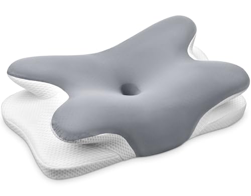 Ehomfory Neck Pillow, Neck Support Pillow, Memory Foam Pillow, Ergonomic Side Sleeper Pillow for Sides, Back and Stomach Sleepers, 67 x 37 x 9/12 cm