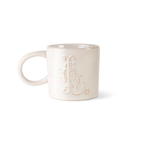 Fringe Studio Artisan Stoneware Mug, "WHITE FLORAL L" 3.75" DIA. X 3.5"H, 13 FL…