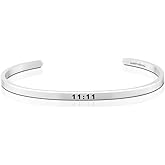 MantraBand Bracelets - Inspirational Engraved Adjustable Mantra Band Cuff Bracelet - Silver color - Gifts for Women…