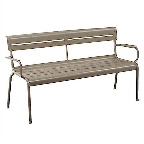 XRXwuf689 Outdoor Garden Bench Outdoor Terrace Bench, Aluminum Alloy, with Backrest, Suitable for Balconies, Gardens, Decks, Backyards Park Bench(Khaki,140x55x82CM)