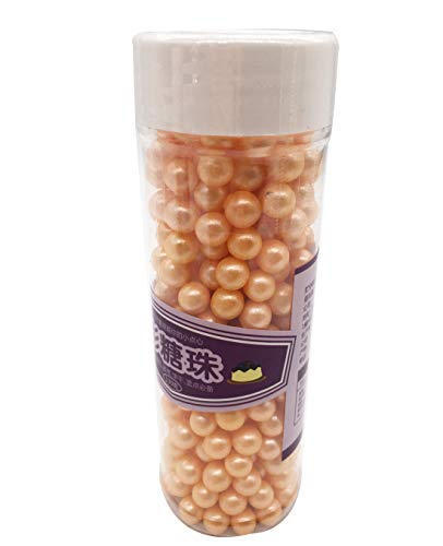 Edible Candy Pearls Cupcake Cake Toppers, Celebrations Candy Pearls Shaker Jar Wedding Shower Party Cake Food Decoration Supplies 4.6oz (Gold 6.5mm)