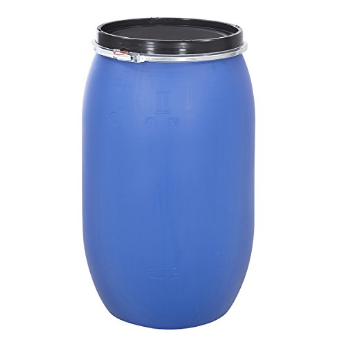 BiGDUG Plastic Storage Drum Open Top Water Keg Grain Storage Container Blue 4 Sizes (30 Litre