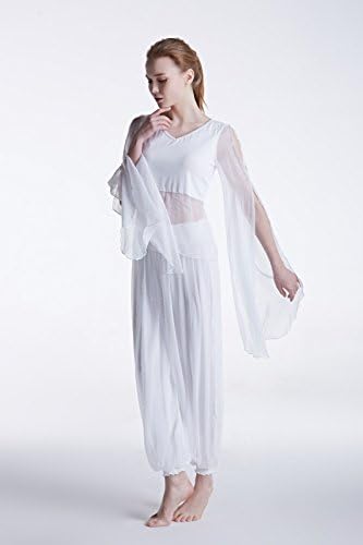 Qsheulx Yoga Suit Group Performance Dance Belly Dancer White Elegance Suit Annual Meeting Fairy,L,White