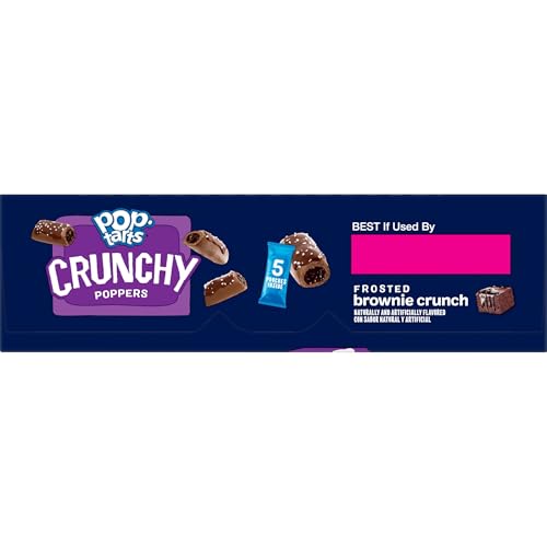 POP-TARTS CRUNCHY POPPERS CRUNCHY FILLED SNACK PIECES, KIDS SNACKS, ON-THE-GO, FROSTED BROWNIE CRUNCH, 5OZ BOX (5 POUCHES)