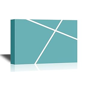 Canvas Wall Art - White Lines on Teal Background - Gallery Wrap Modern Home Art | Ready to Hang - 12x18 inches